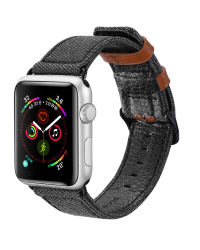 Dux Ducis Canvas Кожанный Ремешок для часов Apple Watch 38 / 40 mm Черный-Коричневый