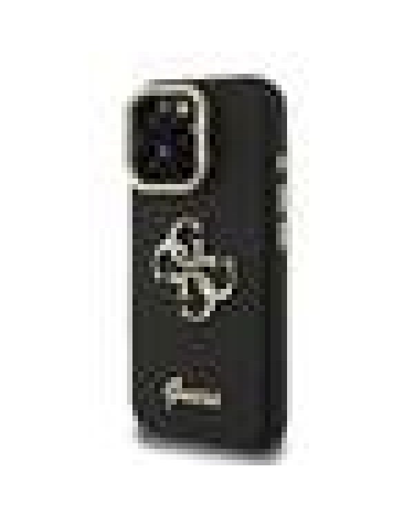 Guess PU Grained 4G Logo Stand Camera Frame Case Защитный чехол для iPhone 15 Pro / чёрный