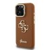 Guess PU Grained 4G Logo Stand Camera Frame Case Защитный чехол для iPhone 15 Pro Max / коричневый