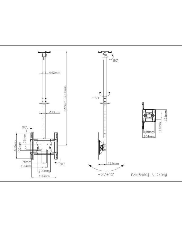Multibrackets MB-5460 Потолочное крепление для телевизора до 55" / 70kg