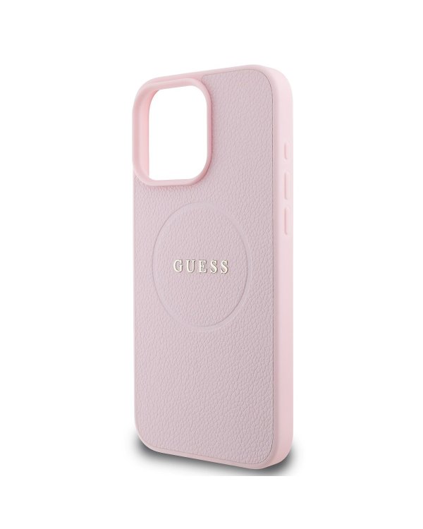 Guess PU Grained Classic Logo MagSafe Case Защитный чехол для iPhone 16 Pro / розовый