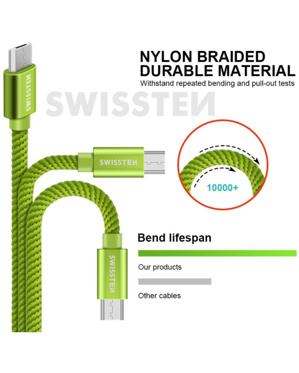 Swissten Textile Универсальный Micro USB Кабель данных 1.2m