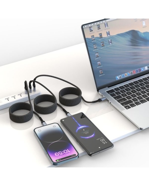 Swissten Магнитный с автоподмоткой USB-C / Lightning кабель 1m