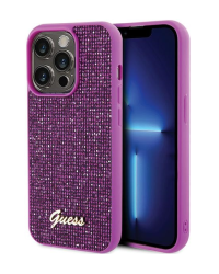 Guess PU Disco Script Metal Case Защитный Чехол для Apple iPhone 15