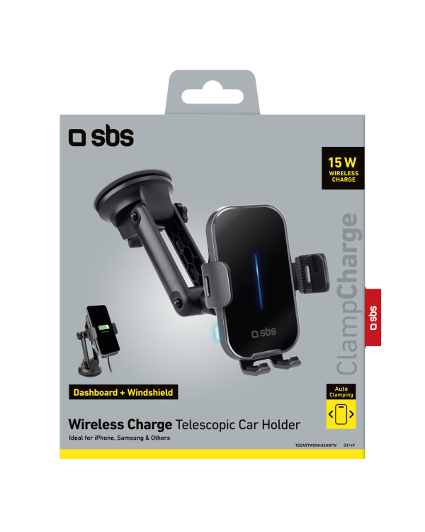 SBS Универсальный держатель для телефона 7" с беспроводным зарядным устройством 15W