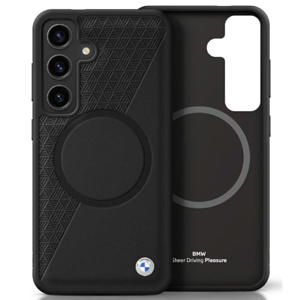BMW Leather Half Textured MagSafe Чехол для Samsung Galaxy S25