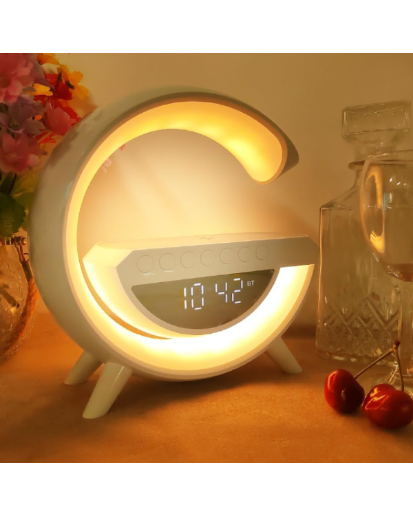 Wolulu AS-50195 Ночник с Беспроводной зарядкой / Bluetooth Колонка / Будильник / LED / RGB