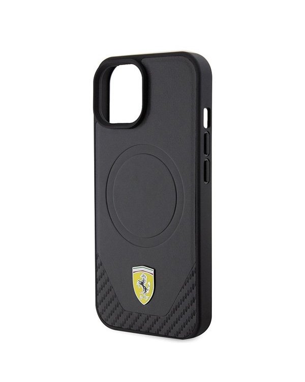 Ferrari Carbon Metal Logo MagSafe Back Case Защитный Чехол для Apple iPhone 15