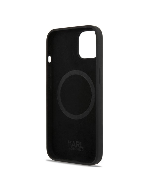 Karl Lagerfeld MagSafe Liquid Silicone Karl and Choupette Защитный чехол для iPhone 14 Plus / чёрный