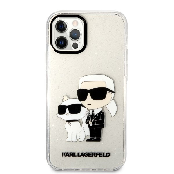 Karl Lagerfeld IML Glitter Karl and Choupette NFT Защитный чехол для iPhone 12/12 Pro / прозрачный