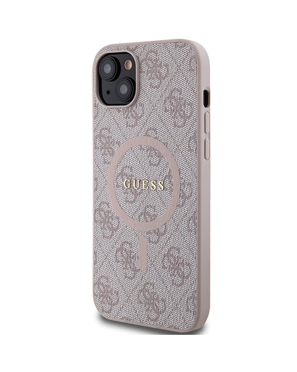 Guess 4G Collection Leather Metal Logo MagSafe Чехол для Apple iPhone 13 / 14 / 15