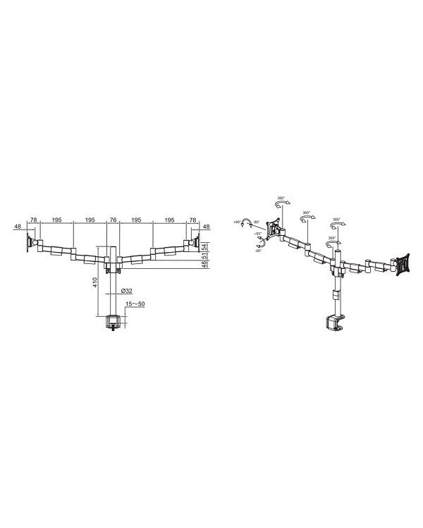 Multibrackets MB-5853 Настольный держатель для 2 мониторов до 30"/ 2x 8kg