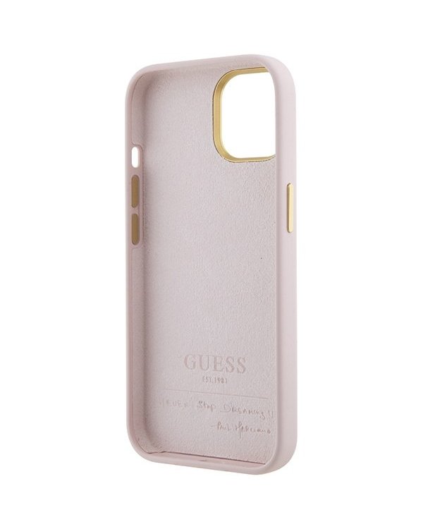 Guess Silicone Script Metal Logo & Frame Back Case Защитный Чехол для Apple iPhone 15