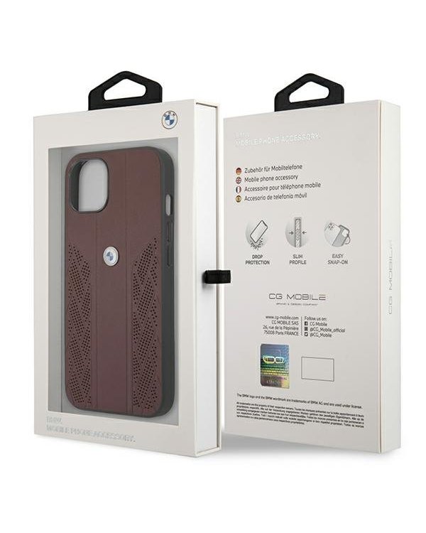 BMW BMHCP13SRSPPR Back Case Кожанный Чехол для телефона Apple iPhone 13 Mini