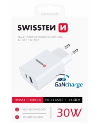Swissten GaN Charger зарядное устройство PD 30W USB-C / USB