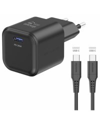 Swissten 3арядное устройство GaN USB-C 35W PD + Kабель для передачи данных USB-C - USB-C 1.2m