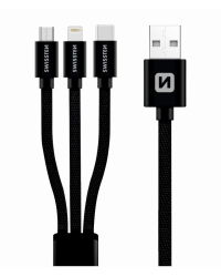 Swissten Textile Universal 3in1 USB-C / Lightning Data MFI / MircoUSB-кабель / 1.2м