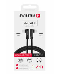 Swissten Плетеный L Типа Универсальный Quick Charge 3.1 USB-C на USB-C Кабель данных 1.2 m