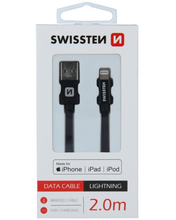 Swissten MFI Textile Fast Charge 3A Lightning Кабель Для Зарядки и Переноса Данных 2.0m