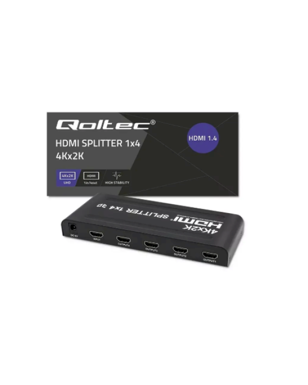 Qoltec 51798 HDMI сплиттер 4 × HDMI / 3840×2160 / 3.4 Гб/с