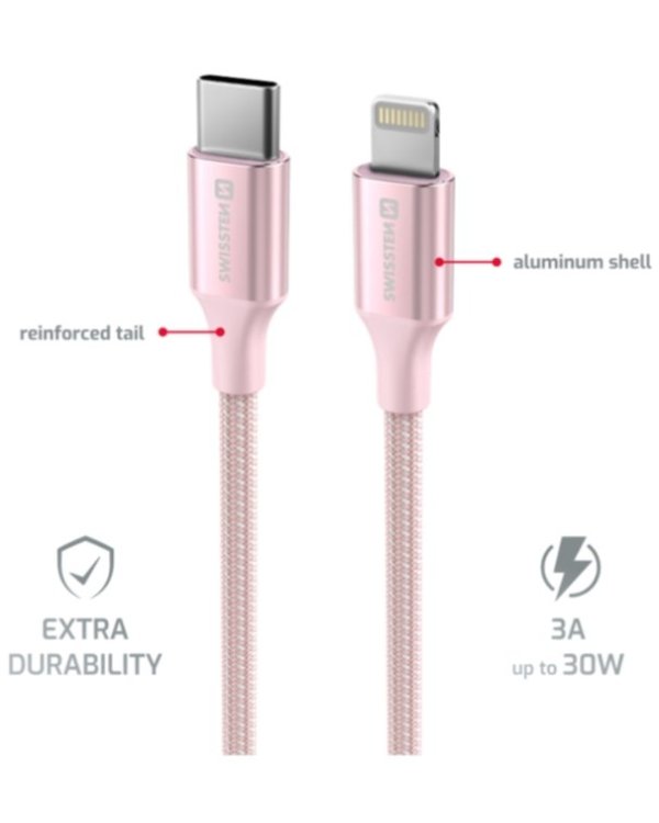 Swissten Textile II USB-C - Lightning Kабель для передачи данных и зарядки 1.5m