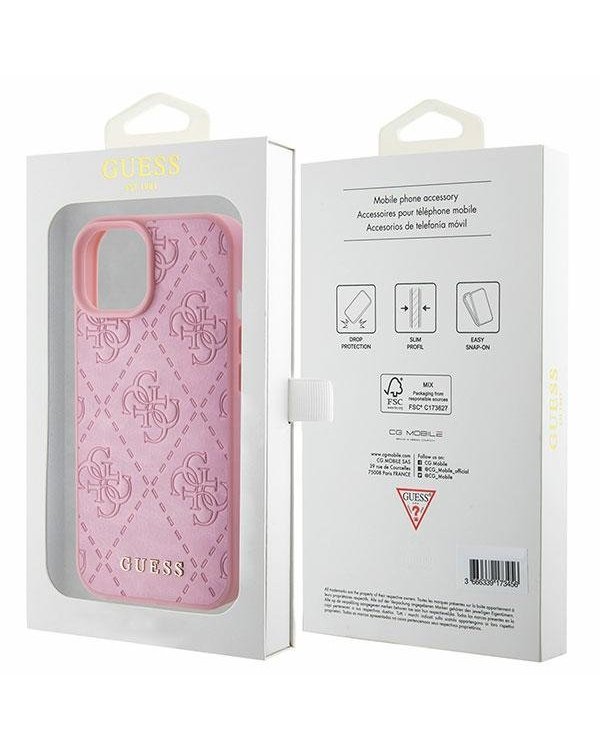 Guess Leather 4G Stamped Back Case Защитный Чехол для Apple iPhone 15