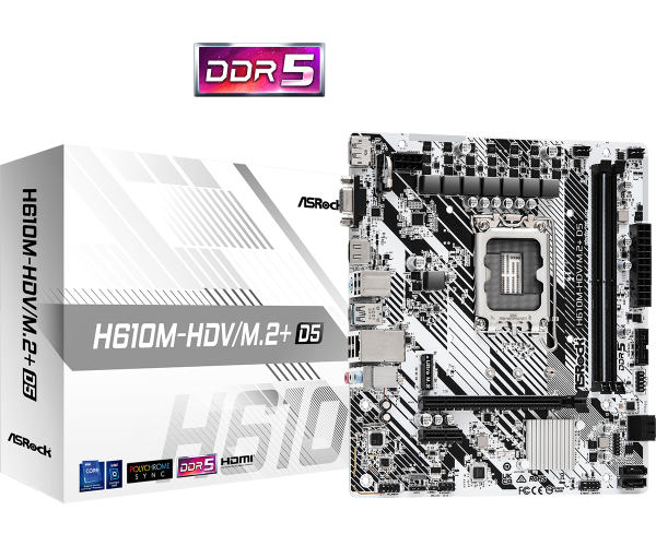Asrock H610M-HDV M.2+ D5 Материнская плата Micro-ATX / Intel H610 / LGA1700 / DDR5