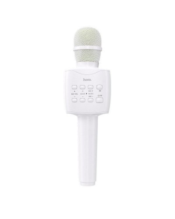 Hoco BK5 Bluetooth Микрофон Караоке с Колонкой / LED / 5W / Aux / USB / MicroSD / белый