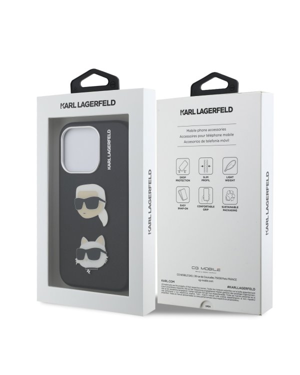 Karl Lagerfeld Grained PU K&CH Heads Case Чехол для Apple iPhone 15 Pro