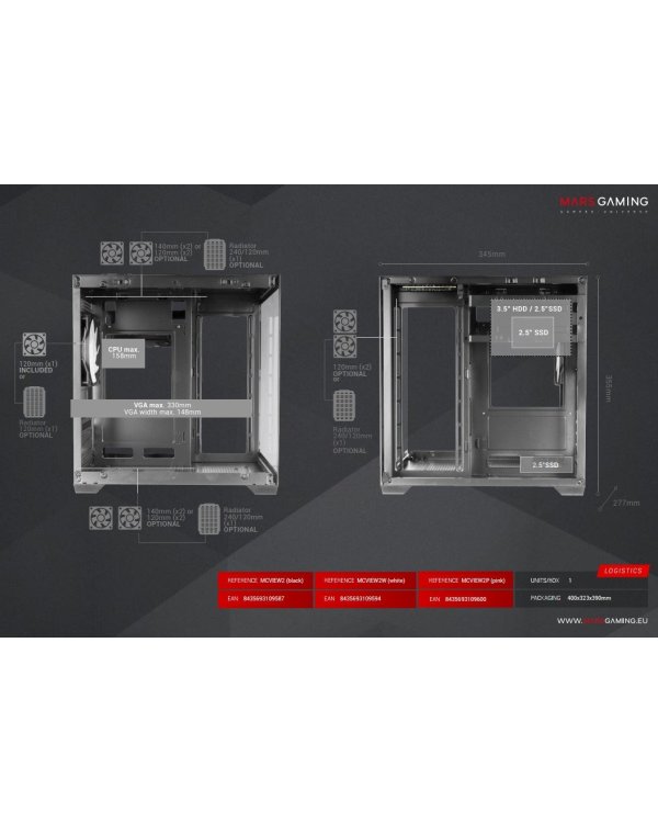 Mars Gaming MCVIEW2 Компьютерный корпус mATX / чёрный