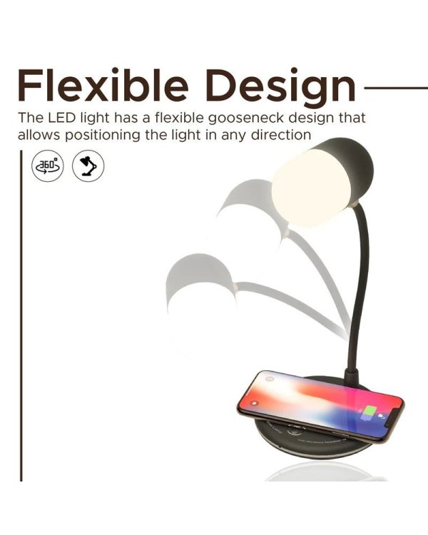 PROMATE LumiQi Настольная LED лампа с беспроводной зарядкой и Bluetooth колонкой