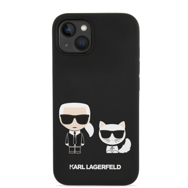 Karl Lagerfeld MagSafe Liquid Silicone Karl and Choupette Защитный чехол для iPhone 14 Plus / чёрный