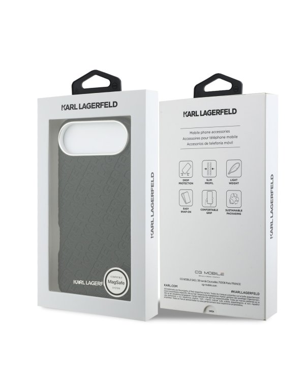 Karl Lagerfeld Grained PU Repeated Logo MagSafe Case Защитный чехол для iPhone Air / чёрный