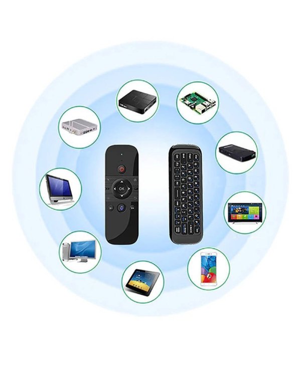 RoGer M8 Universal Remote control Универсальный пульт дистанционного управления с беспроводной клавиатурой для TV 2.4G USB-ресивер TV W1 черный