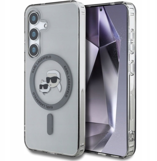 Karl Lagerfeld Button Karl & Choupette Heads Printed Logo MagSafe Чехол для Samsung Galaxy S25 Karl Lagerfeld Button Karl & Choupette Heads Printed Logo MagSafe Чехол для Samsung Galaxy S25