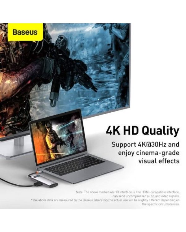 Baseus CAHUB-CW0G HUB Metal Gleam Series 6in1 Multifunctional Type-C to Type-C PD 100W / HDMI 4K-30 Hz / 3x USB 3.2 / RJ45