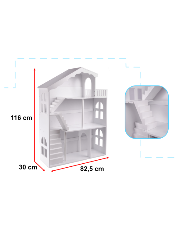 LULILO Деревянный Трёхэтажный Кукольный домик 116cm