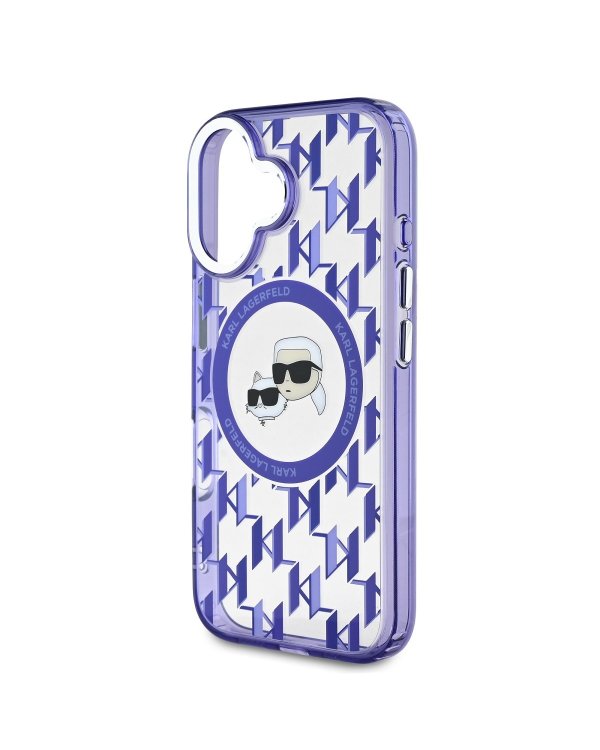 Karl Lagerfeld IML Monogram K&CH Heads MagSafe Case Защитный чехол для iPhone 16 / фиолетовый