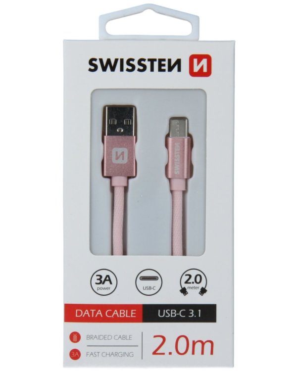 Swissten Textile Универсальный Quick Charge 3.1 USB-C USB Кабель данных 2м