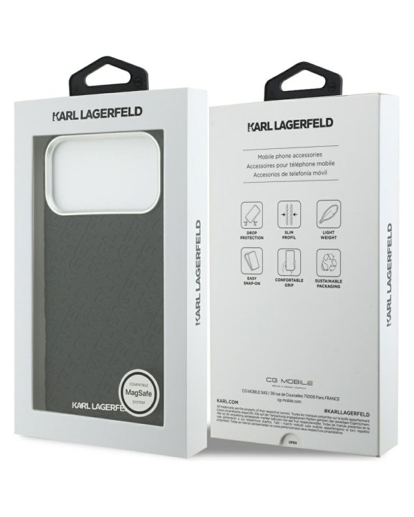 Karl Lagerfeld Grained PU Repeated Logo MagSafe Case Чехол для Apple iPhone 17 Pro Max