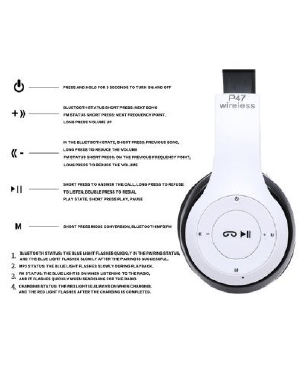 Дополнительное изображение книги «RoGer P47 Bluetooth Наушники с FM-радио Белые»