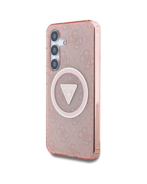 Guess 4G Glitter Triangle Buttons MagSafe Чехол для Samsung Galaxy S25