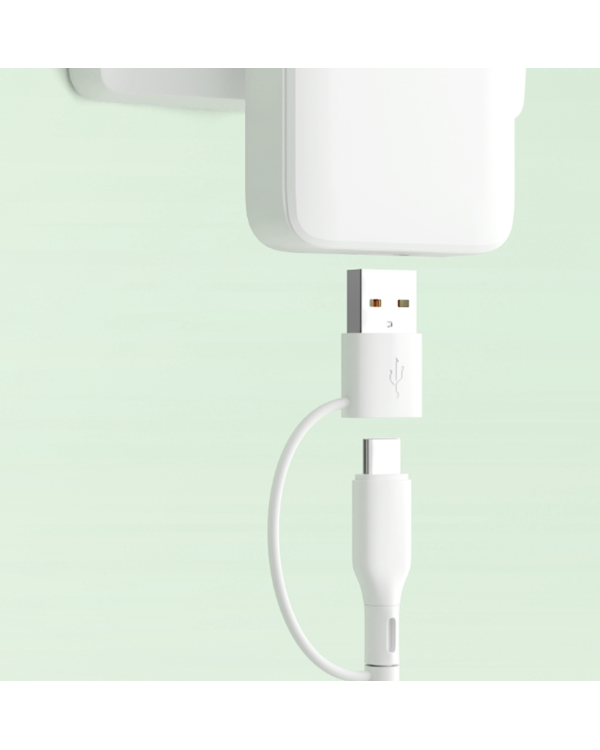 Qualo QRC-CC+A-00 Кабель 2in1 USB-C – USB-C / USB-A адаптер / 1.5 м / белый