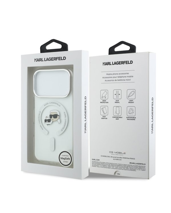 Karl Lagerfeld IML K&CH Heads Metal Frame MagSafe Case Защитный чехол для iPhone 17 Pro / прозрачный