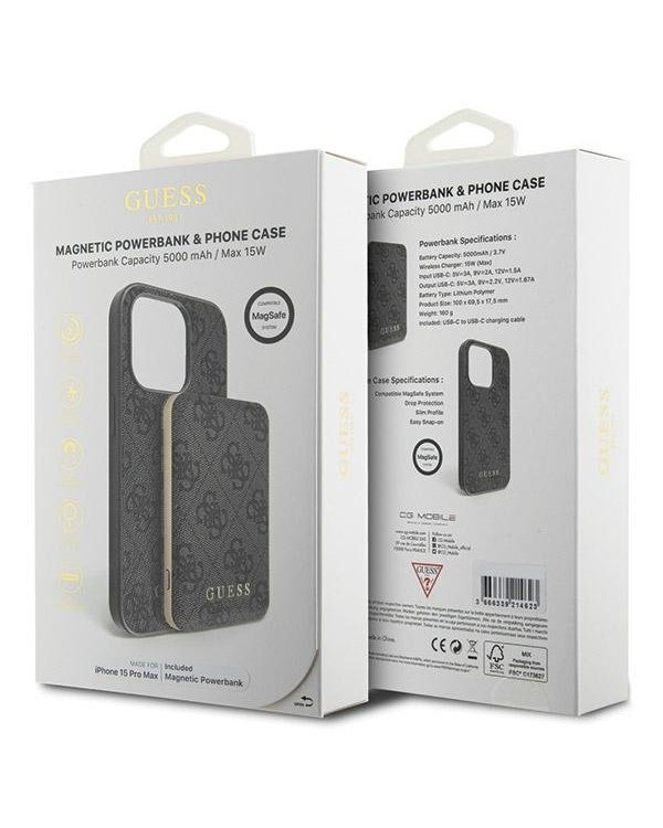 Guess GUBPM5P15X4GEMGK Чехол + Повер Банк для Apple iPhone 15 Pro Max