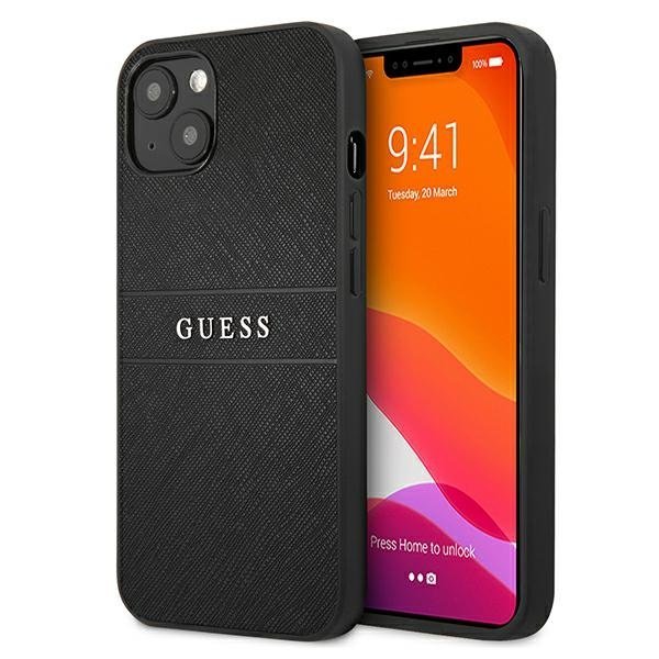 Guess GUHCP13SPSASBBK Saffiano Stripe Back Case Чехол для Apple iPhone 13 Mini Черный