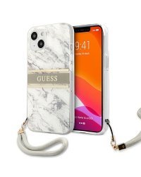 Guess GUHCP13MKMABGR Marble Strap Back Case Чехол для Apple iPhone 13 Серый