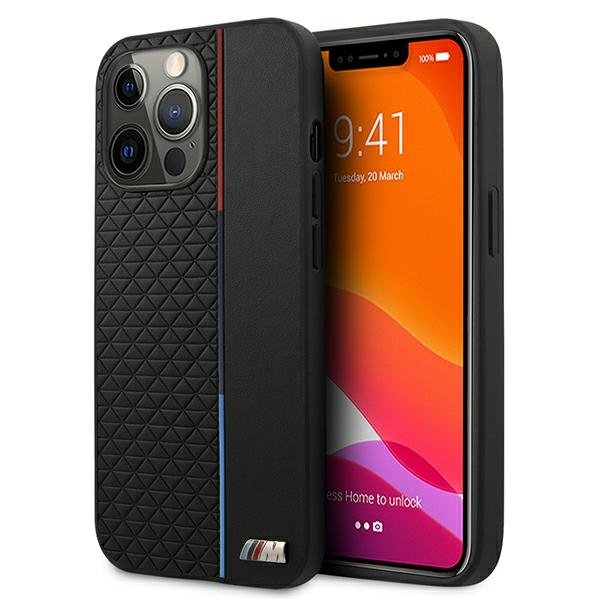 BMW Коллекция M BMHCP13XTRTBK Back Case Кожанный Чехол для телефона Apple iPhone 13 Pro Max Черный