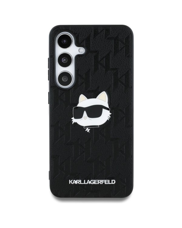 Karl Lagerfeld Leather Monogram Pin Logo Choupette Head Чехол для Samsung Galaxy S25