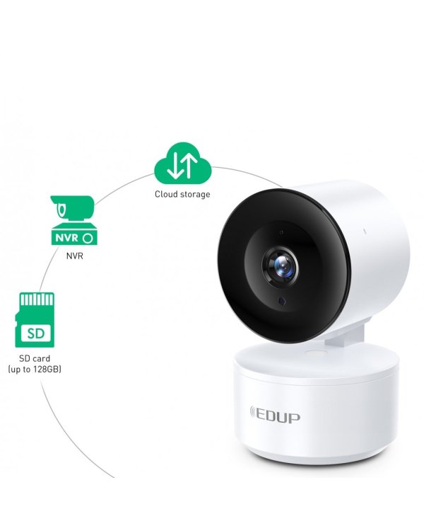 EDUP EH-2048P17 V2 Smart IPCam Умная камера для дома Wi-Fi / PTZ 350° / 2K H.264 / microSD / Audio / IR WDR / USB-C